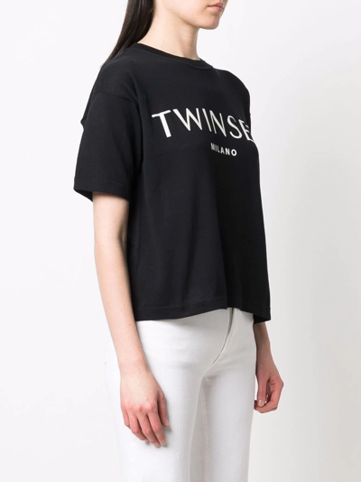 Shop Twinset Logo-print T-shirt In Schwarz