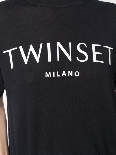 Shop Twinset Logo-print T-shirt In Schwarz
