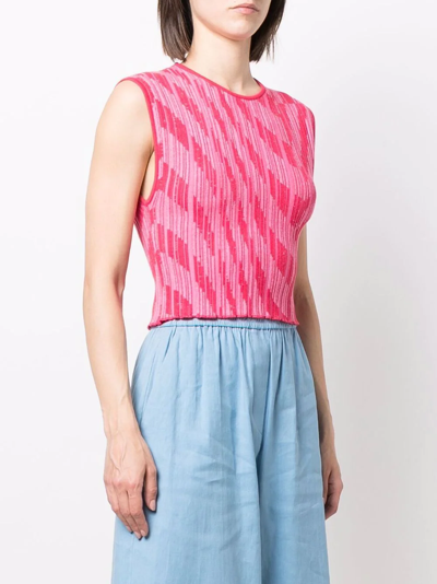 Shop Philosophy Di Lorenzo Serafini Ribbed-knit Sleeveless Top In Rosa