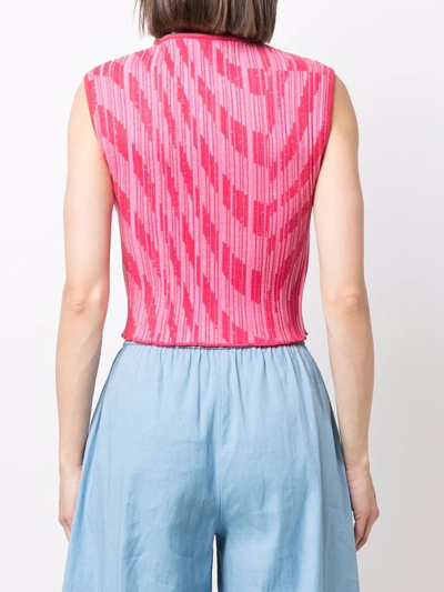 Shop Philosophy Di Lorenzo Serafini Ribbed-knit Sleeveless Top In Rosa
