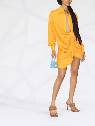 Shop Jacquemus Bahia Sash Mini Dress In Orange