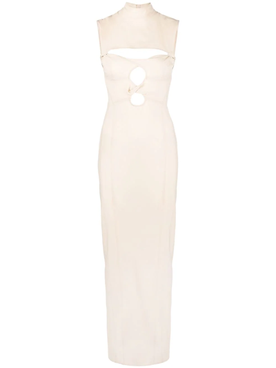 Shop Jacquemus Cut-out Detailed Dress In Nude