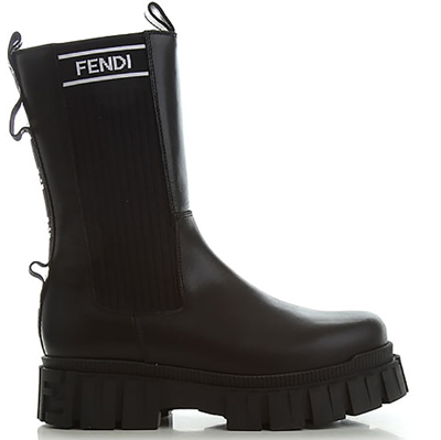 Shop Fendi Girls Chunky Leather Boots Black