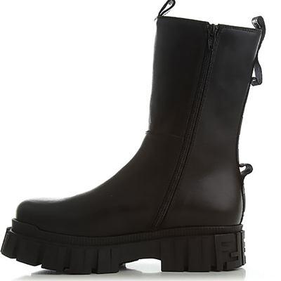 Shop Fendi Girls Chunky Leather Boots Black