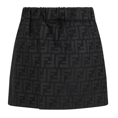 Shop Fendi Girls Ff Logo Skirt Black