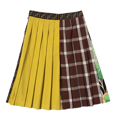 Shop Fendi Girls Ff Logo Print Skirt Brown