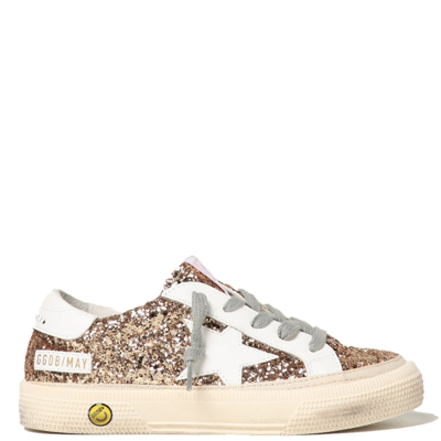 Shop Golden Goose Girls May Glitter Sneakers Gold