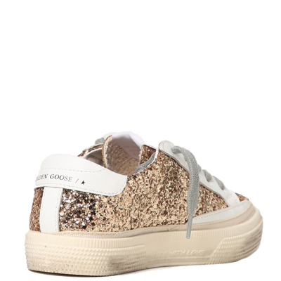 Shop Golden Goose Girls May Glitter Sneakers Gold