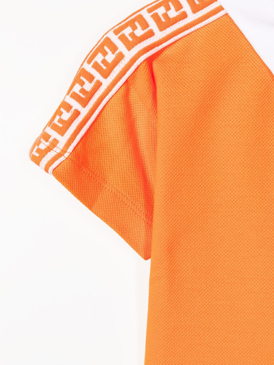 Shop Fendi Ff-trim Cotton Polo Shirt In Orange