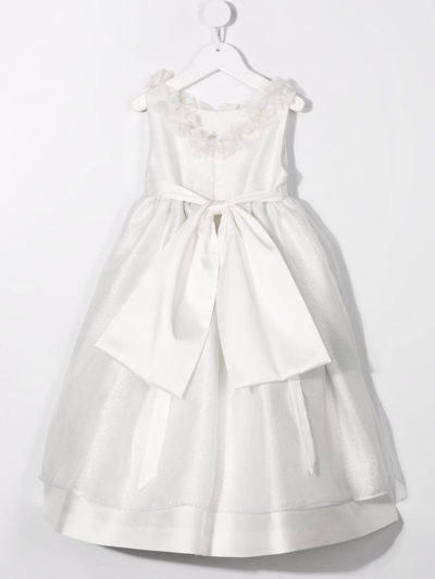 Shop La Stupenderia Floral-appliqué Glittered Dress In White