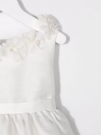 Shop La Stupenderia Floral-appliqué Glittered Dress In White