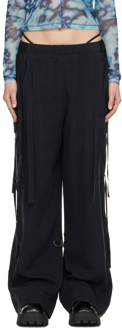 Shop Mcq By Alexander Mcqueen Black Rina Sawayama Edition Cupro Trousers In 1000 Darkest Black