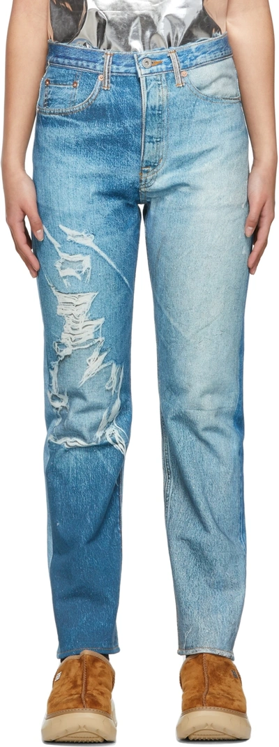 Shop Doublet Blue Photo Print Jeans In Indigo