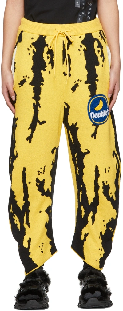 Shop Doublet Yellow & Black Jacquard Banana Lounge Pants