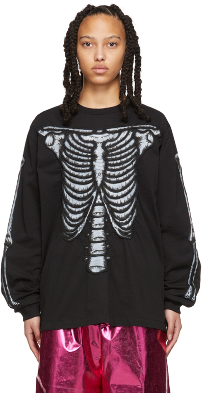 Shop Doublet Black Skull Shirring Long Sleeve T-shirt