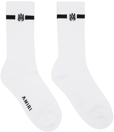 Shop Amiri White & Black Solid M.a. Socks In Black-cotton / Nylon
