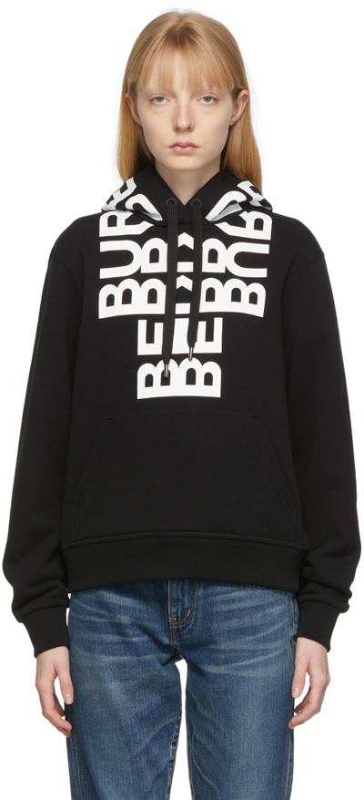 Shop Burberry Black Poulter Logo Hoodie