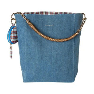 Shop Momoní Yellowstone Shopper In Cotton Canvas In Blue Jeans