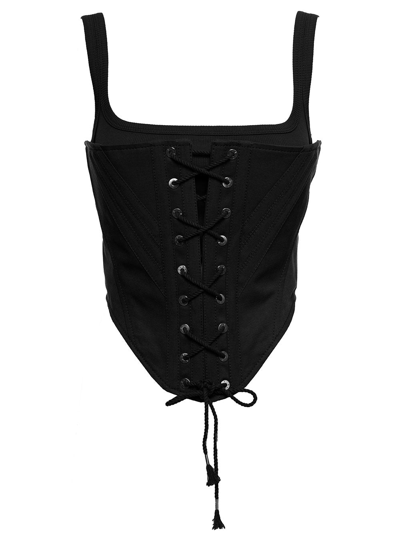 Shop Dion Lee Woman Black Cotton Corset With Laces