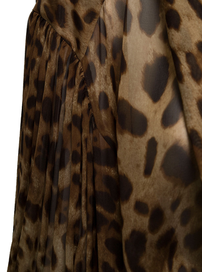 Shop Dolce & Gabbana Woman's Animal Printed Chiffon Silk Shirt In Brown
