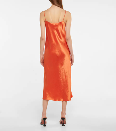 Shop Vince Satin Slip Dress In 橙色