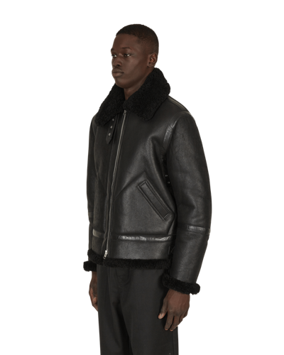 Shop Acne Studios Shearling Aviator Jacket In Black