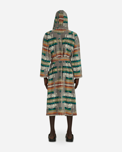 Shop Pendleton Cotton Terry Velour Robe Grey In Multicolor