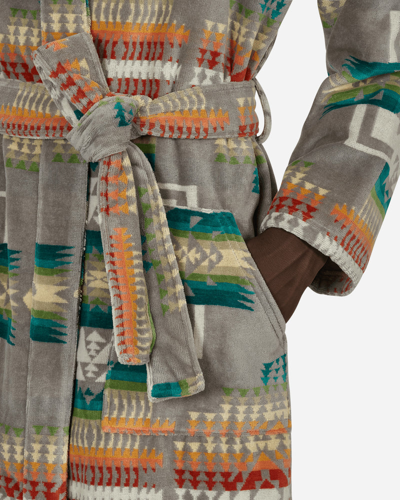 Shop Pendleton Cotton Terry Velour Robe Grey In Multicolor