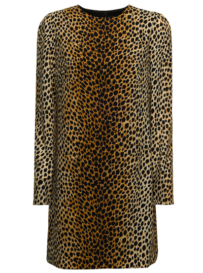 Shop Dolce & Gabbana Woman's Animalier Printed Silk Charmeuse Dress In Brown