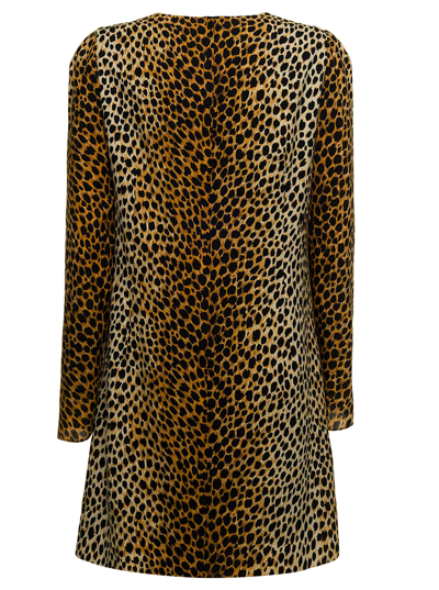 Shop Dolce & Gabbana Woman's Animalier Printed Silk Charmeuse Dress In Brown