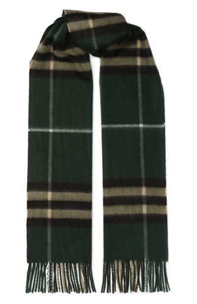 Shop Burberry Classic Check Cashmere Scarf In Green