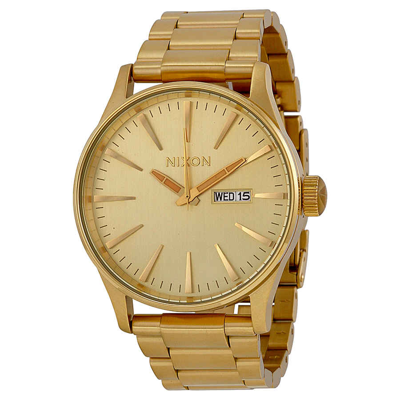 Shop Nixon Sentry All Gold Gold Dial Gold-tone Mens Watch A356502 In Gold Tone