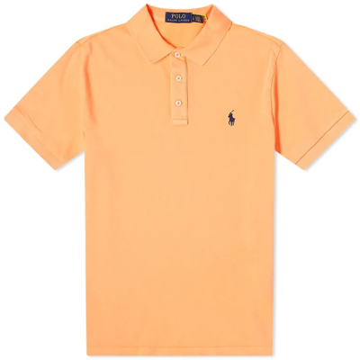 Shop Polo Ralph Lauren French Terry Cotton Jersey Polo Shirt, Size Small In Orange