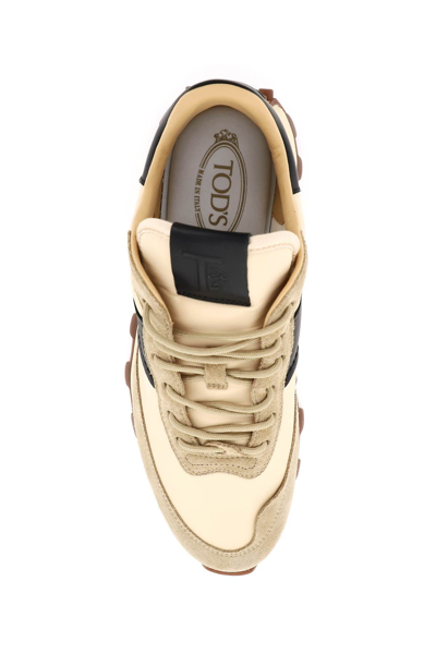 Shop Tod's Suede Leather And Nylon 1t Sneakers In Mixed Colours