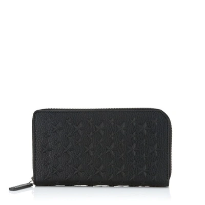 CARNABY Black Grainy Leather Travel Wallet with Stars