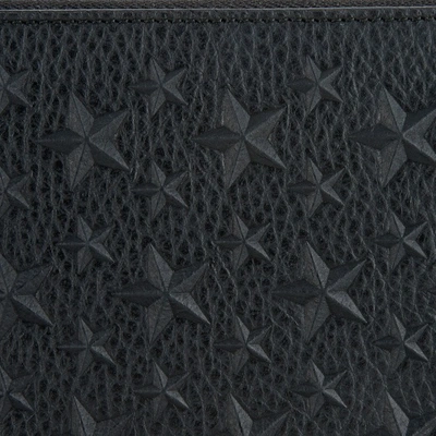 CARNABY Black Grainy Leather Travel Wallet with Stars