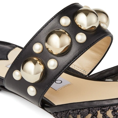 Shop Jimmy Choo Basette Flat In Black/gold Mix