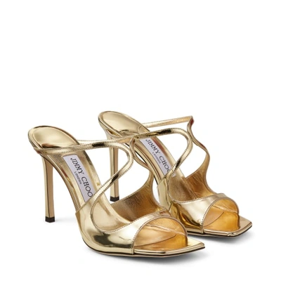 Jimmy Choo Anise 95 Metallic Leather Sandals In Silver