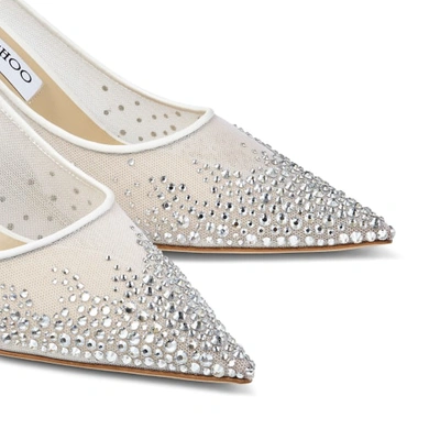 Jimmy Choo 85mm Love Embellished Tulle Pumps In White/crystal