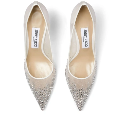 Jimmy Choo 85mm Love Embellished Tulle Pumps In White/crystal