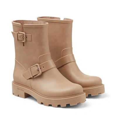 Jimmy Choo Yael Flat Rain Boots In Camel