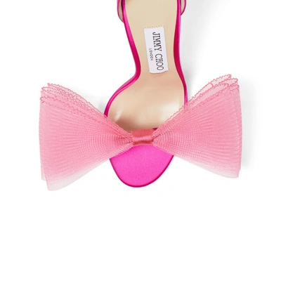 Jimmy Choo Aveline 100 Pink Satin Sandals In Fuchsia/fuchsia
