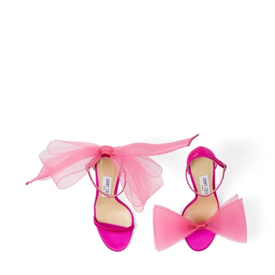 Jimmy Choo Aveline 100 Pink Satin Sandals In Fuchsia/fuchsia