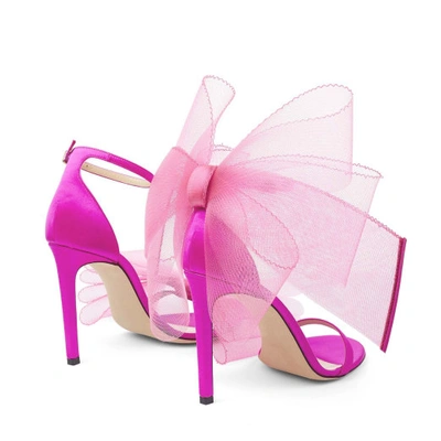Jimmy Choo Aveline 100 Pink Satin Sandals In Fuchsia/fuchsia