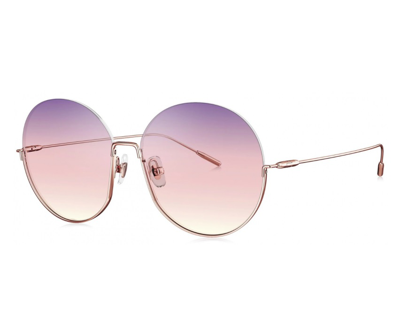 Shop Bolon Ella Pink/purple Gradient Round Ladies Sunglasses Bl7106 A30 51 In Gold / Pink / Rose / Rose Gold