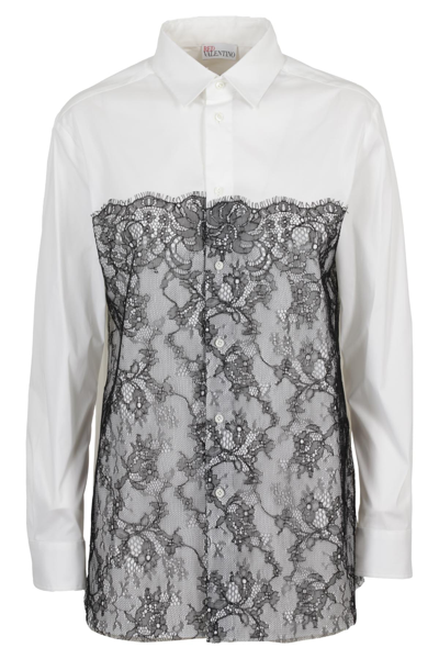 Shop Red Valentino Redvalentino Lace Detailed Shirt In White