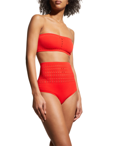 Shop Alaïa Cutout Seamless Two-piece Swimsuit In Ecarlate