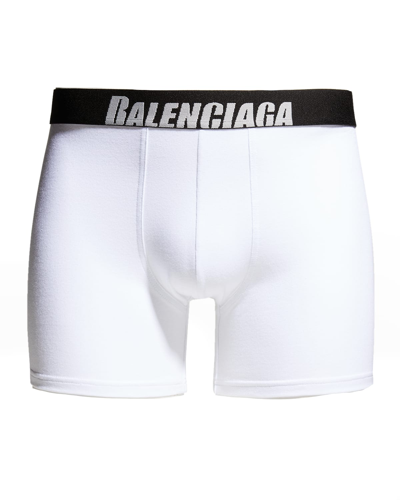 Balenciaga White Boxer Slip With Black Logo Band In Bianco