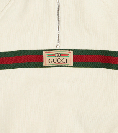 Shop Gucci Baby Cotton Jersey Hoodie In White/multicolor