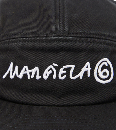 Shop Mm6 Maison Margiela Logo Denim Cap In Black